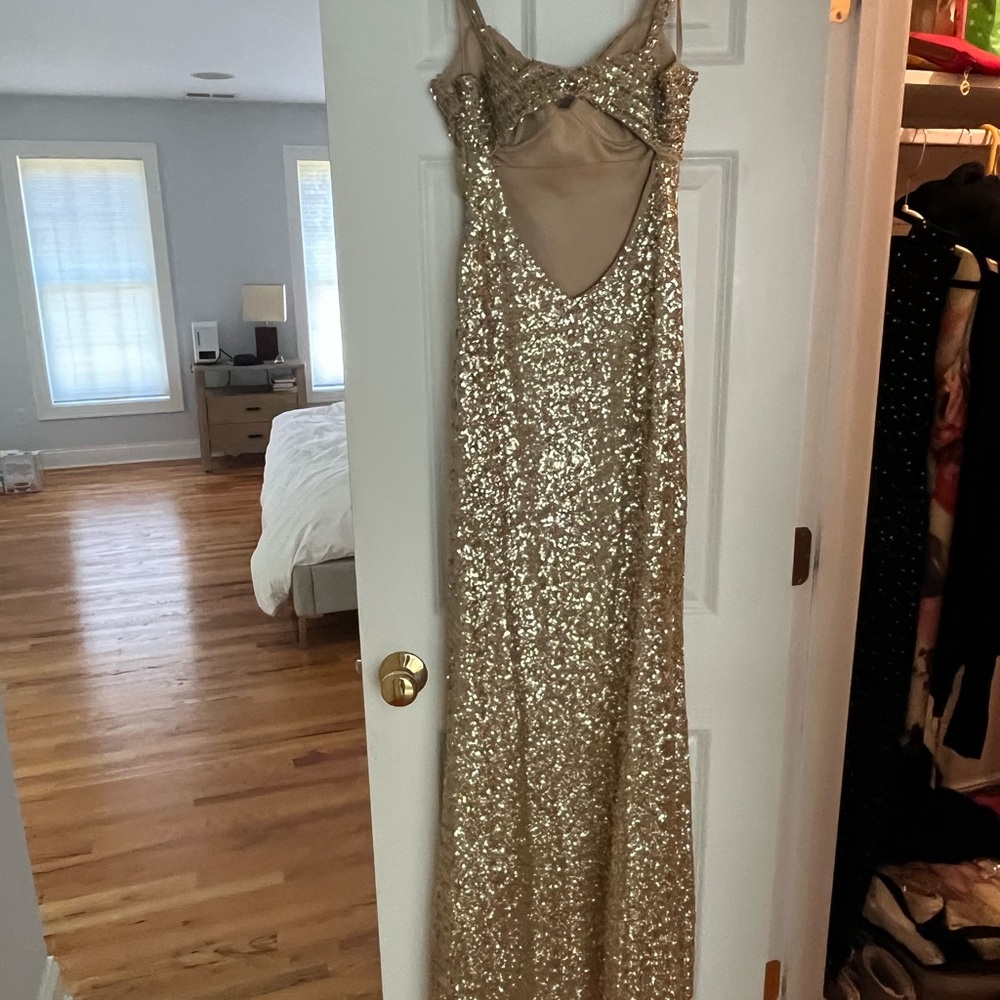 La Femme Gold Sequin Dress - Picture 2 of 5